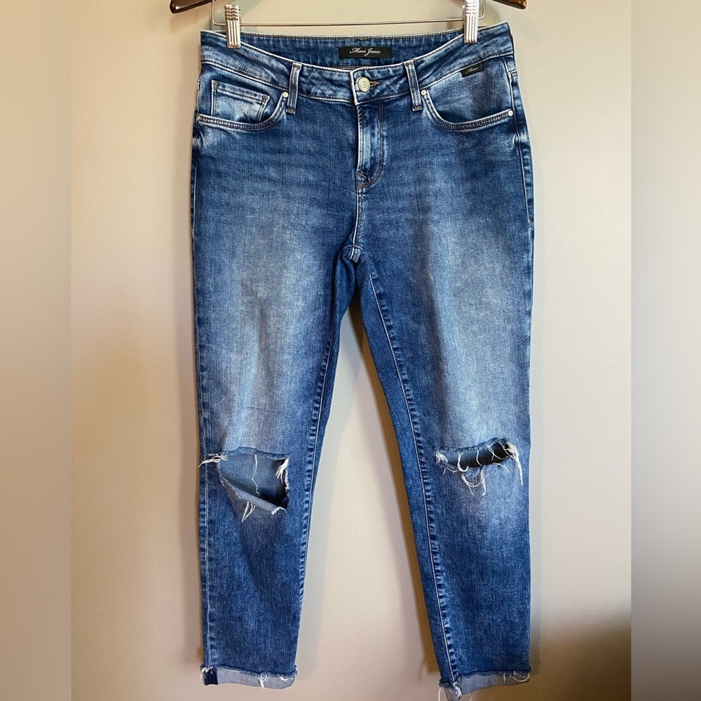 Mavi Jeans Distressed Ripped Cropped Zip Up Size 28